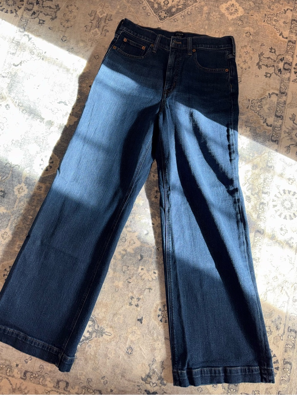 J. Crew Wide-Leg Jeans in Dark Blue Denim